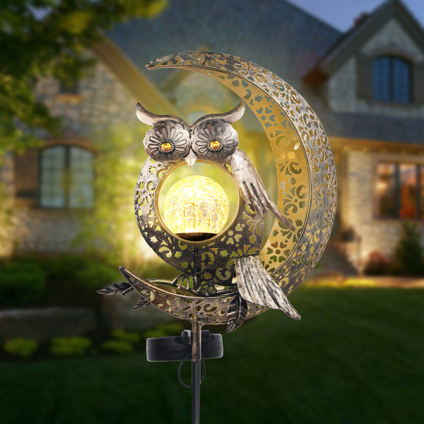 Jagdag Outdoor LED Owl Solar Lights Outdoor Decor Solar Pathway Lights for Pathway Yard Lawn Garden